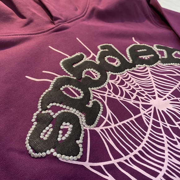 Spider Hoodie "Grape Rhinestone" Size S - Picture 2 of 4